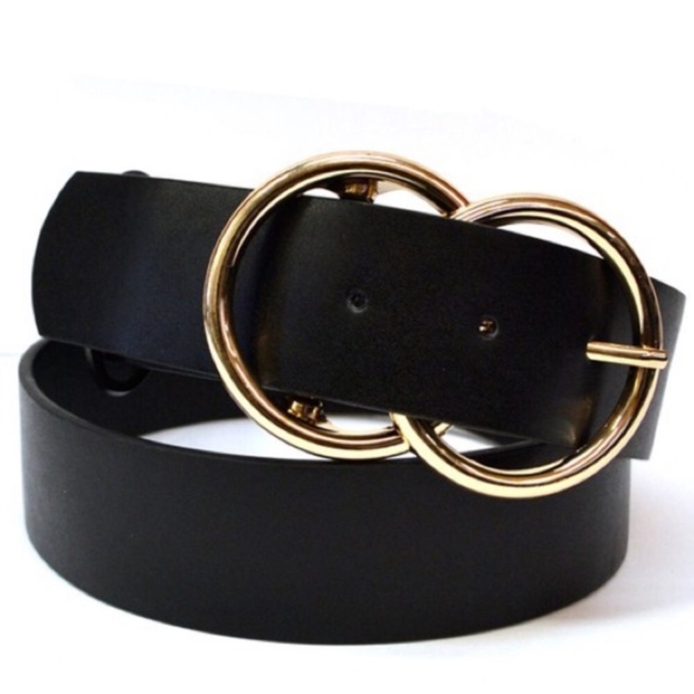 Only 1 Left! Wide Leather Double O Belt